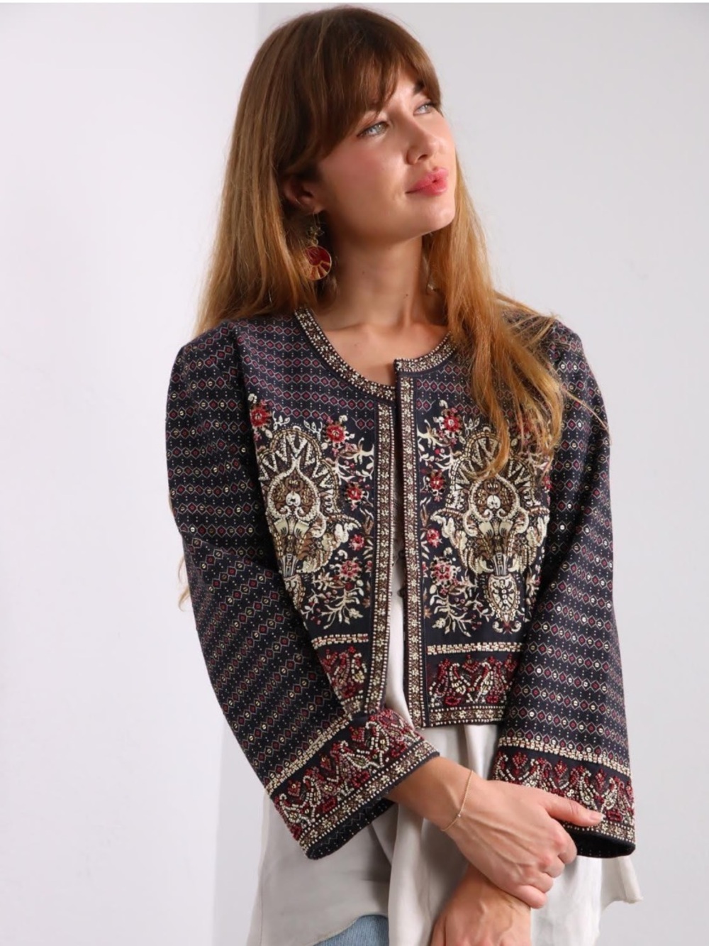Soft Surroundings Beaded Crop Jacket Plus 3X